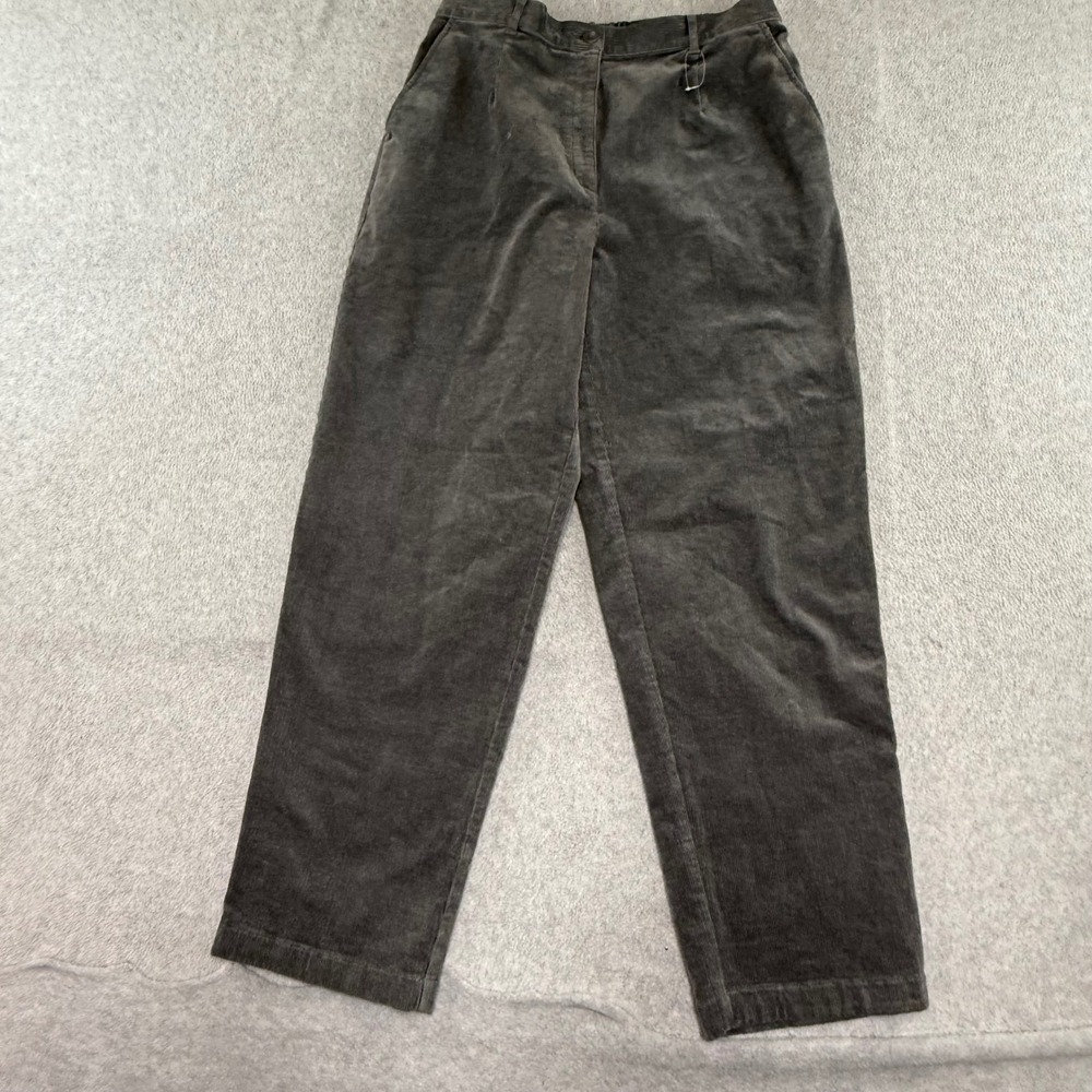 L.L.Bean Corduroy Pants Womens 16 Gray NEW NWT Straight Leg Elastic Waist